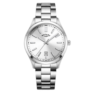 Rotary Oxford Stainless Steel Dial 40mm Calendar Silver Lume Batons Men's Watch | GB05520/06